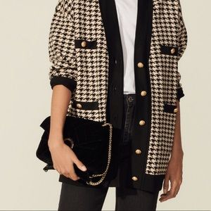 Sandro long houndstooth cardigan size XS